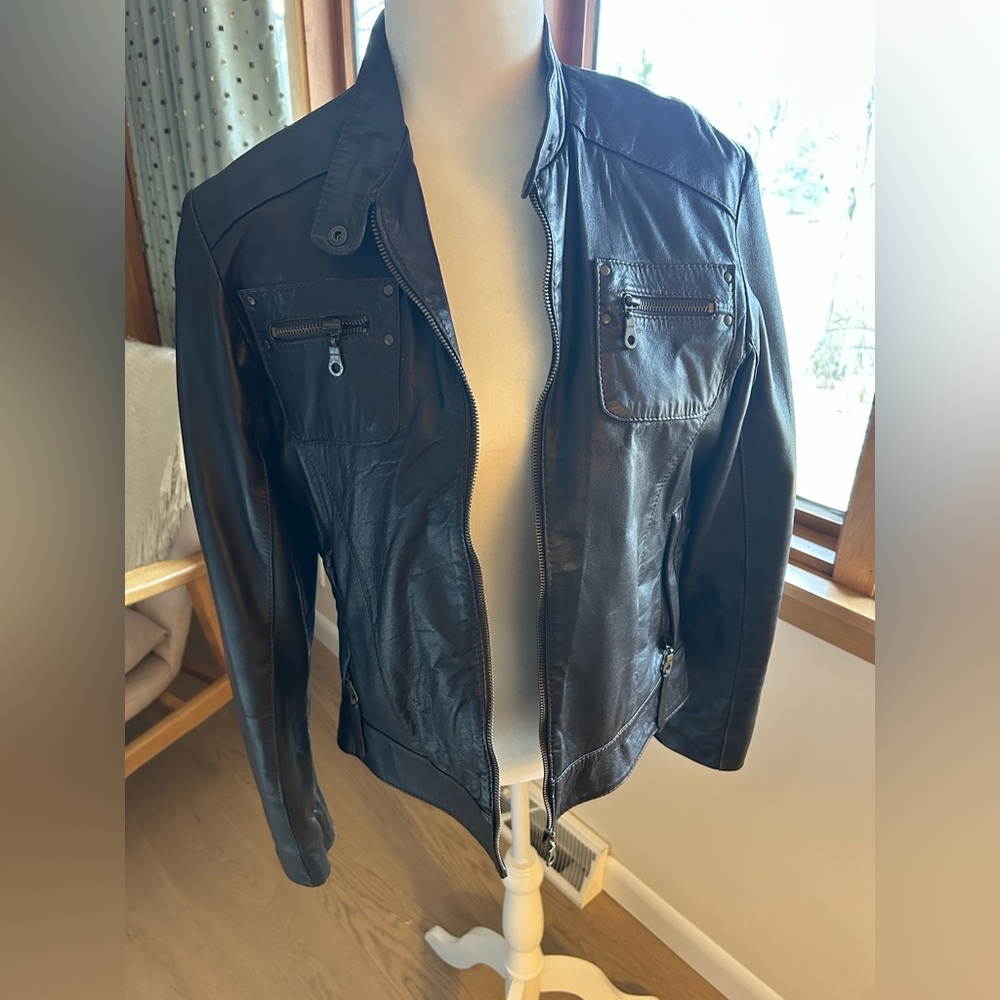 Dark brown soft  Leather Jacket from Portugal in ladies large